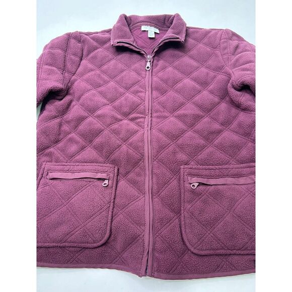 Charter Club Women's Small Quilted Fleece Sweater Full Zip w/ Pockets Faded Plum - Picture 9 of 16
